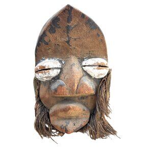 Dan Tribal Wooden Mask Wall Art Natural Fiber Guere Tribe  mask Ivory Coast 1950